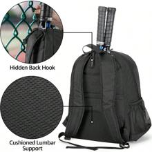 DSLEAF Tennis Backpack Holds 2 Rackets Tennis Bag With Separate Ventilated S Compartment For Tennis/Pickleball/Badminton/Squash Sports - Black1 - View 4