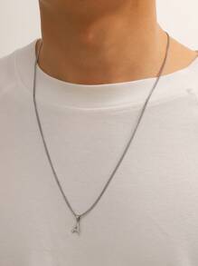 1 件新款首字母项链可爱不锈钢字母项链名字字母名字项链青少年适合男孩女孩优雅生日礼物 - 銀色 - 查看 4