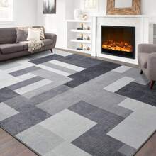 Modern Geometric Patchwork Area Rug, 8x10 Gray Large Rugs For Living Room, Rockwood Collection Indoor Rugs For Bedroom, Throw Carpet Floor Decor For Entryway Dining Room Office Dorm