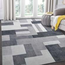 Modern Geometric Patchwork Area Rug, 8x10 Gray Large Rugs For Living Room, Rockwood Collection Indoor Rugs For Bedroom, Throw Carpet Floor Decor For Entryway Dining Room Office Dorm