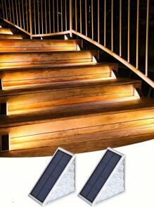 2/6PCS Outdoor Solar Triangle Light, Solar Staircase Light, Solar Landscape Light, 10/13LED IP65 Waterproof Light. Suitable For Courtyard, Villa, Balcony, Garden, Stairs, Streets And Other Outdoor Decorative Atmosphere Lighting., Solar Lights Outdoor