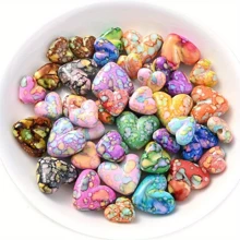 10pcs/20pcs Heart-Shaped Acrylic Beads, Loose Beads, Suitable For DIY Jewelry Making Of Bracelets, Necklaces, Earrings And Other Accessories, Beading Supplies (Random Color) - Random Color - View 5