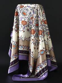 1pc 90*90cm Popular Anti-UV Headscarf Shawl, Muslim Unisex Outdoor Windproof Dust-Proof Hijab, Air-Conditioned Room Scarf, Thin Seasonal Chain Print Colored Square Bandana Scarves (Blue, Green) - A - View 19