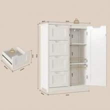 Asofer Freestanding Bathroom Cabinet, White Bathroom Cabinet With Adjustable Shelves And 4 Drawers For Bathroom And Living Room, 30 X 60 X 85 Cm - 白色 - 查看 4