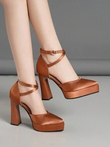 Women High Heel Sandals With Platform, Hollow Out Stilettos In Pink, Apricot, White, Black, Red, Silver, Gold, Fashion Ladies Shoes