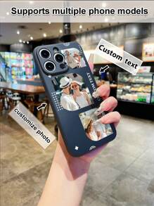 1pc Customizable Black Liquid TPU Shockproof Phone Case Compatible With Apple/Android Phones, Including, Galaxy, OPPO, With Lanyard Or Wrist Strap, Unique Design, Customized Phone Cases, Street Casual Chic - Black - View 2