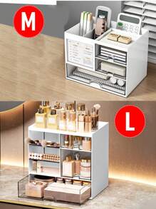 1pc Minimalist Desktop Drawer Pen Holder Multifunctional Stationery Storage Box, Large Capacity Assembable Office Organizer'