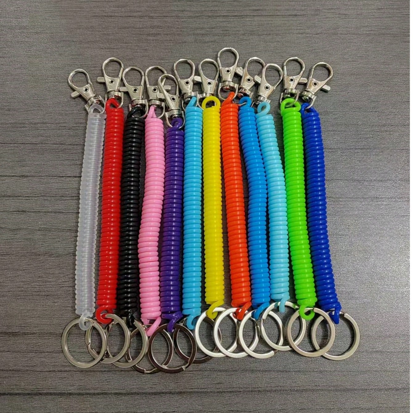 12pcs Women's Colorful Retractable Spiral Spring Keychain, Coil Keyring Holder Chain Lobster Clasp Spiral Lanyard To Prevent Key Loss, Decorative Accessory For Daily Use
