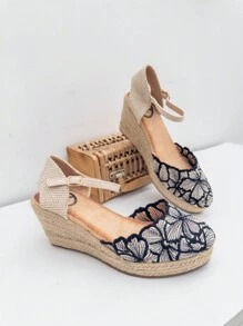 Women's Wedge Espadrilles, With High Platform, New Spring 2025 Collection, With A Very Cute Flower Design For Women, Estimated Delivery 1-3 Business Days (Peninsula) - 黑色 - 查看 6