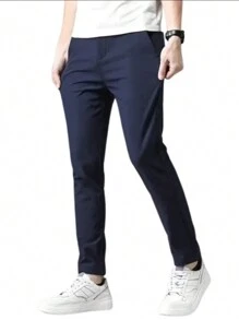 Men's Formal Pants SLIM FIT Elastane Stretch - Blue - View 1