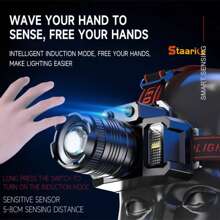 Staaricc 1/2/4pcs Set LED Motion Sensor Headlamp, IPX4 Waterproof HXP50 + COB Rechargeable Headlight For Outdoor Camping Fishing Cycling Climbing Sensors