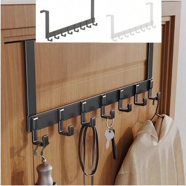 Metal Alloy Steel 8 Hooks Over The Door Hanger Clothes Coat Jacket Bag Hanger Rack Towel Wall Holder Storage