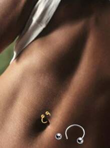 1件S925纯银轻盈珠子肚脐环，也可作鼻钉、耳环、肚脐夹、肚脐环等佩戴，低过敏性时尚配饰，适合女性日常佩戴 - 肚臍釘 - 查看 5