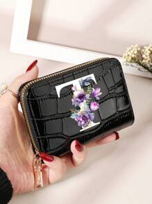 勃艮第包 Charry 红色包 酒红色包 1 件 首字母名称 A 到 Z 图案 多功能零钱包 字母图形卡夹 多卡位卡片收纳袋 信用卡 学校用品 宿舍 女士钱包 迷你钱包 钱包 卡包