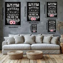 Mother'S Day Card With Floral Design Large Wooden Framed Wall Art Home Decor Canvas Painting- For Bedroom, Bathroom, Living Room, Office, Kitchen, Holiday Gift- 1pc - Multicolor - View 3