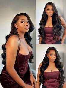 Wear & Go 6x4 Transparent Lace Glueless Body Wave Wig 180% Density 16-28 Inch Lace Closure Wigs Natural Black Pre-Plucked & Pre-Cut Daily Use For Women