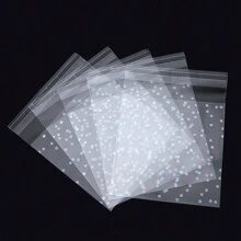 100 piezas/paquete Bolsas con cierre de plástico con estampado de lunares de moda, empaque transparente mate para aretes, collares, pulseras, almacenamiento y exhibición - bolsa - Ver 3