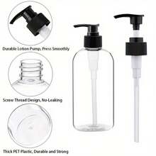 5 verpakkingen navulbare PET-pompdispenserflessen - 8,45 oz helder, lekvrij, olievrij voor shampoo, body wash, massageoliën, DEHP-vrije cilinder met soepele drukpomp