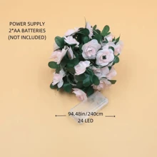 30颗LED人造玫瑰花环串灯，电池供电，10英尺玫瑰藤蔓仙女灯，适用于情人节、婚礼、卧室、生日派对、花卉装饰 - 彩色 - 查看 11