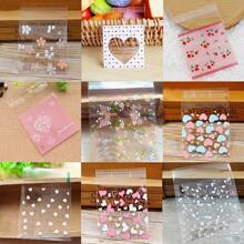 200 piezas de bolsas de regalo de plástico con sello autoadhesivo, diseño de corazón transparente, adecuado para galletas, dulces y embalaje de horneo - Rosa - Ver 5
