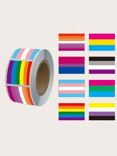 500 buc/rolă autocolante LGBT cu model de dungi curcubeu, rechizite școlare, înapoi la școală