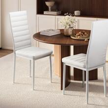 Juego de 5 piezas para 4 juegos de mesa de comedor, mesa de cristal con respaldo alto, juego de PU para cocina, sala de estar y comedor