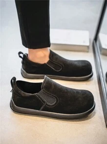 男士休闲运动鞋一脚蹬款纯色户外平底防滑耐磨复古休闲鞋春季新品