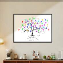 1 Stück Leinwand Kreative Fingerabdruck DIY Finger Malerei Poster Hochzeit Party Firmen Jahrestreffen Personalisierte Fingerabdruck Check-In Baum Bilder, Freunde und Freunde Check-In Fingerabdruck Erinnerungsposter, Erhöht den Spaß, Dekorative Malerei, Wohnzimmer, Schlafzimmer, Dekorativer Poster, Unvergesslich, Bedeutungsvoll, Wohnzimmer Schlafzimmer Dekoration Hängendes Bild Luxus Wandbehang, Rahmenlos, Grafik Muster