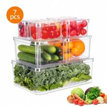 7/8/10pcs Fridge Organizer Bins, Muti-Sizes Clear Fridge Organizer With Lids Stackable Fruit Storage Containers, For Kitchen - Clear - View 2