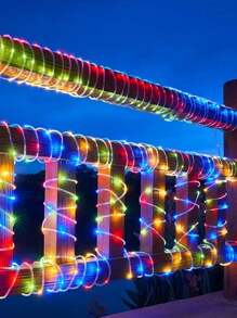 Luces de cadena LED solares impermeables, luces de tubo y cuerda, guirnalda navideña, luces de hadas, iluminación decorativa para exteriores y días festivos - Multicolor - Ver 3