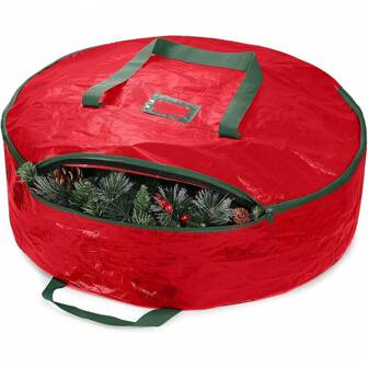 Wreath Storage Container - 36 Inch Wreath Bag For Artificial Wreaths - Dual Zippered Wreath Storage Strong, Handles, Back To School Valentine Day