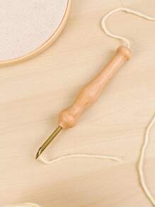 1pc Wood Punch Needle With Threader, DIY Embroidery Punch Needle - Apricot - View 3