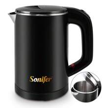 SONIFER Sonifer Elektrischer Wasserkocher SF-2058. Kapazität: 0,6L. Ein-/Aus-Schalter. Edelstahl 304 Innenteil mit einer Bruchfestigkeit. 360°drehbare kabellose Basis. Edelstahl 304 Heizelement verborgen in einer Edelstahl-Basis. Trockenkochschutz (verhindert Betrieb ohne Wasser). Betriebsanzeige-Licht. Automatische Abschaltung nach Kochvorgang. Leistung: 800W AC 220-240V 50/60Hz
