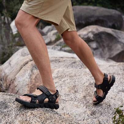 Men's Water Sandals Waterproof Arch Support Hiking Sandals Comfort Leather Sandals Adjustable Athletic Outdoor Sandals For Summer Beach Trail Walking
