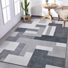Modern Geometric Patchwork Area Rug, 8x10 Gray Large Rugs For Living Room, Rockwood Collection Indoor Rugs For Bedroom, Throw Carpet Floor Decor For Entryway Dining Room Office Dorm
