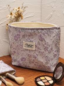 1 Piece Large Capacity Make Up Bag Embroidered Flower Women Cosmetic Bag, Zipper Travel Makeup Organizer Pouch, Minimalist Jewelry Storage Bag, Suitable For Outdoor Travel Girls, Cute Wallet, With Zipper Closure For Lipstick, Brushes, Skincare, Phone, Coins, Small Items, Makeup Storage Bag For Skincare, Foundation, Perfume, Lipsticks & Other Accessories, Zipper Closure, Open Pocket Design, Convenient For Travel Bathroom Decor Summer Makeup Organizer Bathroom Accessories Back To School - Multicolor - View 2