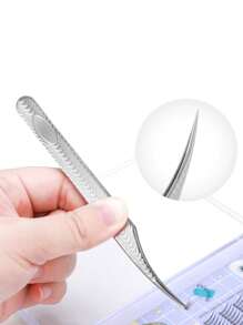 5 piezas de pinzas para extensiones de pestañas con diseño de pluma de acero inoxidable, pinzas profesionales para artistas de pestañas - Multicolor - Ver 7