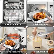 Bộ hộp đựng thực phẩm bằng thép không gỉ 1/3/6 chiếc có nắp, hộp đựng đồ nhà bếp, khay đông lạnh, đĩa đựng đồ nướng, an toàn cho lò nướng, an toàn cho tủ lạnh và máy rửa chén - Nhiều màu - Xem 5