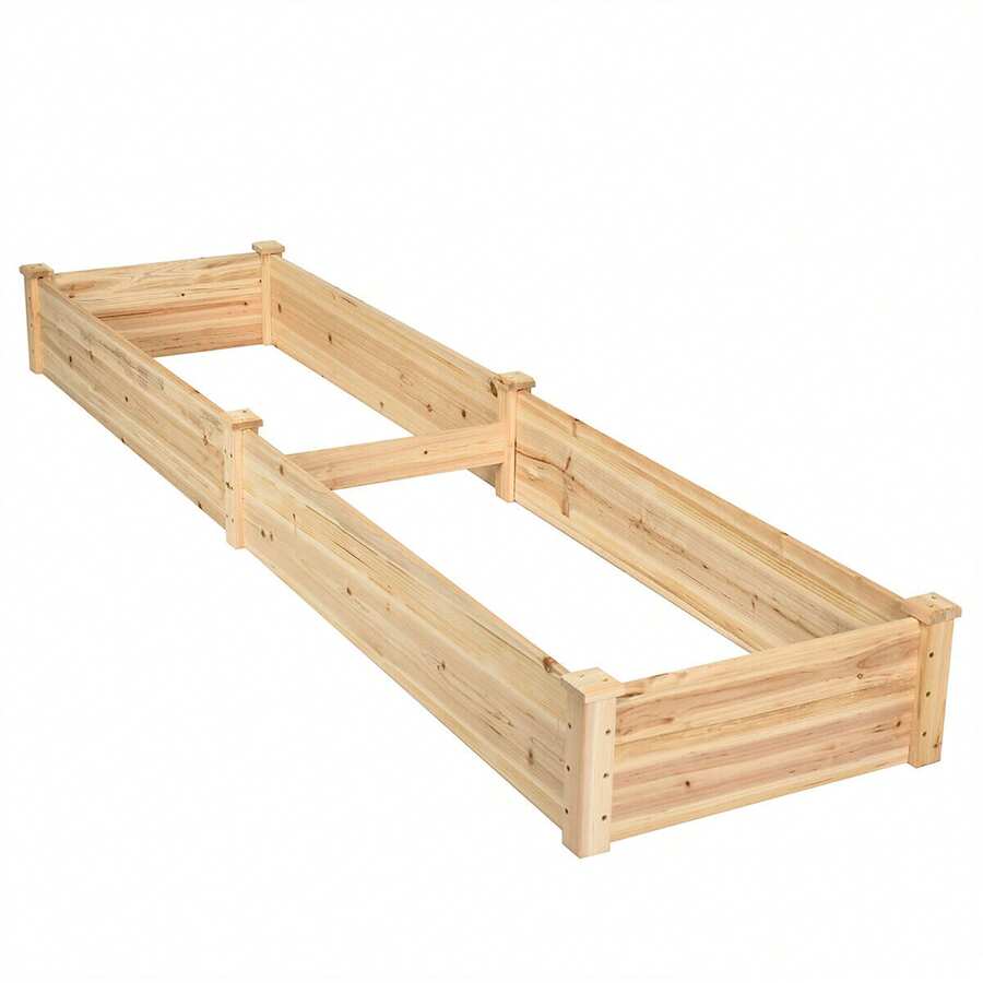 Lifezeal Wooden Vegetable Raised Garden Bed Backyard Patio Grow Flowers Planter - 自然的 - 查看 1