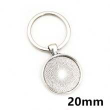 5 件钥匙扣带吊坠边框空白适合 20/25/30 毫米凸圆形底座镶嵌 DIY 钥匙扣钥匙圈配件耗材