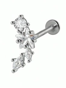 1PC Stainless Steel Threadless Marquise Zirconia Labret Lip Stud Cz Ear Cartilage Tragus Helix Earrings Daith Piercing Body Jewelry