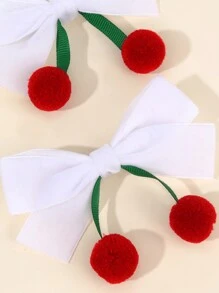 2个白色丝绒发夹，可爱流苏樱桃蝴蝶结发夹，纯白色蝴蝶结鳄鱼夹，发饰礼品，适合幼儿女孩、儿童和婴儿 - 彩色 - 查看 5