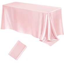 1pc Satin Finish Rectangular Tablecloth, Smooth & Soft Fabric Table Cover, Suitable For Ceremony, Wedding, Banquet, Birthday Party, Holiday Valentine's Dinner Table Decor