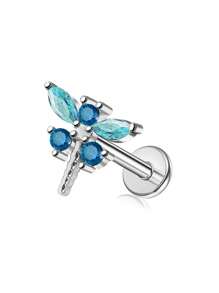 1pc Dragonfly Moon Sword Shaped Inner Screw Lip Stud, Ear Stud, Suitable For Men And Women As Halloween, Valentine's Day, Thanksgiving, Birthday Gift, Suitable For Girlfriend, Wife Gift, Suitable For Shopping, Work, Dating, Beach, Dance And Everyday Wear, Mom, Mother, Mother's Day, Gift
