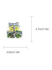 50pcs Handpainted Travel Map Stickers, Cartoon City Style, High-Quality DIY For Phone Case, Waterproof Scrapbooking Stickers,School Supplies,Back To School