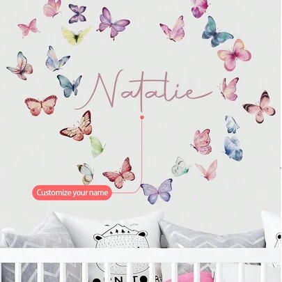 1 pieza Pegatina de pared desmontable con mariposa en tono pastel rosa, Vinilo personalizable para pared, Apto para dormitorio, sala de estar, estudio, decoración del hogar, material de PVC, multifuncional, ajustable, duradero, anti-moho, ornamental, adhesivo, reutilizable, lindo, elegante, adorable, de alta calidad, colorido, personalizado, único, ideal como regalo para él, ideal como regalo para ella, novia, novio, papá, mamá, familia, amigos, hijo, hija, niños, para aniversarios, para cumpleaños, para inauguración de la casa, para graduación, cocina, comedor, dormitorio, oficina, sala de estar, hogar, jardín, salón de té