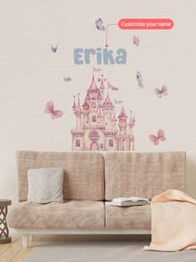 1pc Pink Castle Cartoon Wall Sticker, Customized Words Wall Decal, Removable PVC Wall Art For Bedroom, Living Room, Study Gifts Birthday Graduation,Multi-Functional,Adjustable,Durable,Ornamental,Reusable,Adhesive,Exquisite,Adorable,High-Quality,Modern,Colorful,Cute,Comfortable,Stylish,Custom,Personalized,Unique,Ideal Gifts For Him,Ideal Gifts For Her,Boyfriend,Girlfriend,Dad,Mom,Family,Friends,Son,Daughter,Office,Tea Room,School,Home,Home Refresh