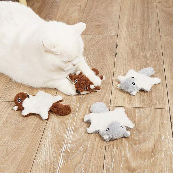 1 Peça Brinquedo de Pelúcia de Esquilo com Som, Brinquedo Interativo de Mastigação para Gatos/Cachorros, Para Morder e Roer'