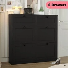 VOWNER Shoe Cabinet With 4 Flip Drawer & 2 Sliding Drawers For Storage, Freestanding Shoe Organizer For Entry, Bedroom, Hallway, Shoe Rack Gift For Halloween & Thanksgiving - màu đen - Xem 5