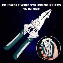 1pc Wire Stripper Forldable, Multifunctional Metal Lock Cutting Sharp Wire Cutting Pliers, Time-Saving Squeegee Tool With Adhesive Handle, Used For Household Appliance Repair, Mechanical Repair, Electrician Wire Cutting, Crimping, Splitting, Winding And More.